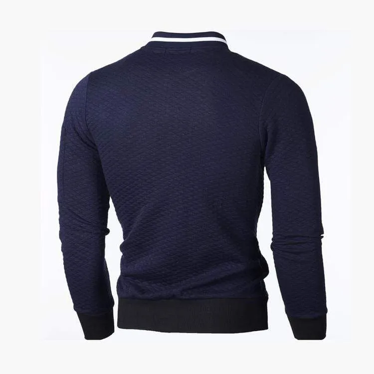 Lässiges Herren-Sweatshirt mit Strickjacke, Stehkragen, Slim Fit, Sweatshirt für Herren mit langen Ärmeln und Reißverschluss