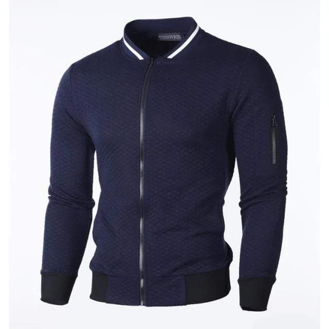 Lässiges Herren-Sweatshirt mit Strickjacke, Stehkragen, Slim Fit, Sweatshirt für Herren mit langen Ärmeln und Reißverschluss