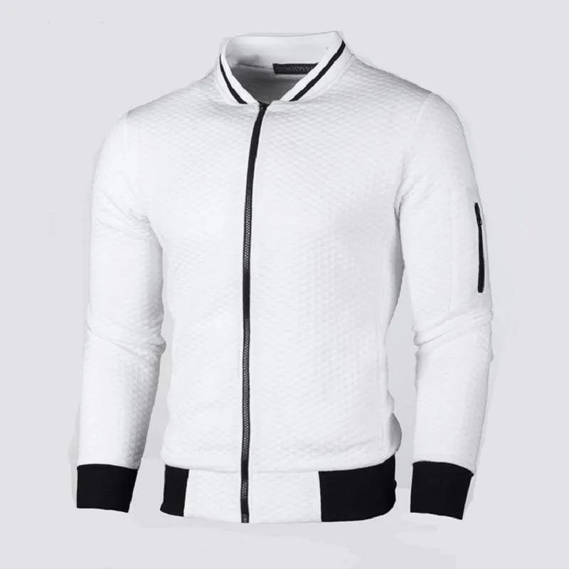Lässiges Herren-Sweatshirt mit Strickjacke, Stehkragen, Slim Fit, Sweatshirt für Herren mit langen Ärmeln und Reißverschluss