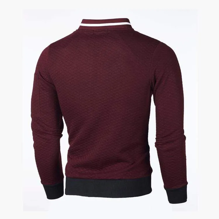 Lässiges Herren-Sweatshirt mit Strickjacke, Stehkragen, Slim Fit, Sweatshirt für Herren mit langen Ärmeln und Reißverschluss