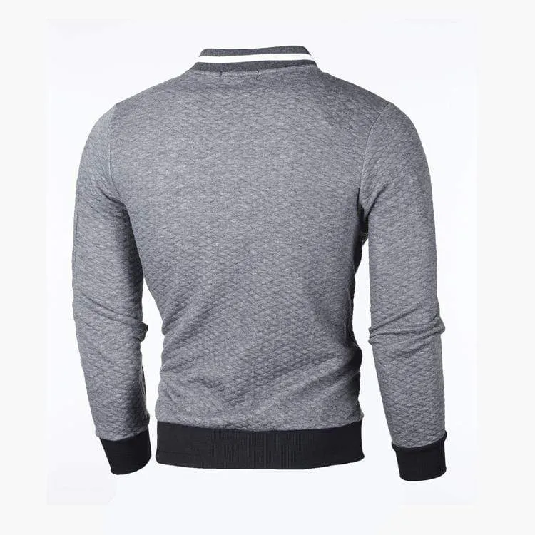 Lässiges Herren-Sweatshirt mit Strickjacke, Stehkragen, Slim Fit, Sweatshirt für Herren mit langen Ärmeln und Reißverschluss