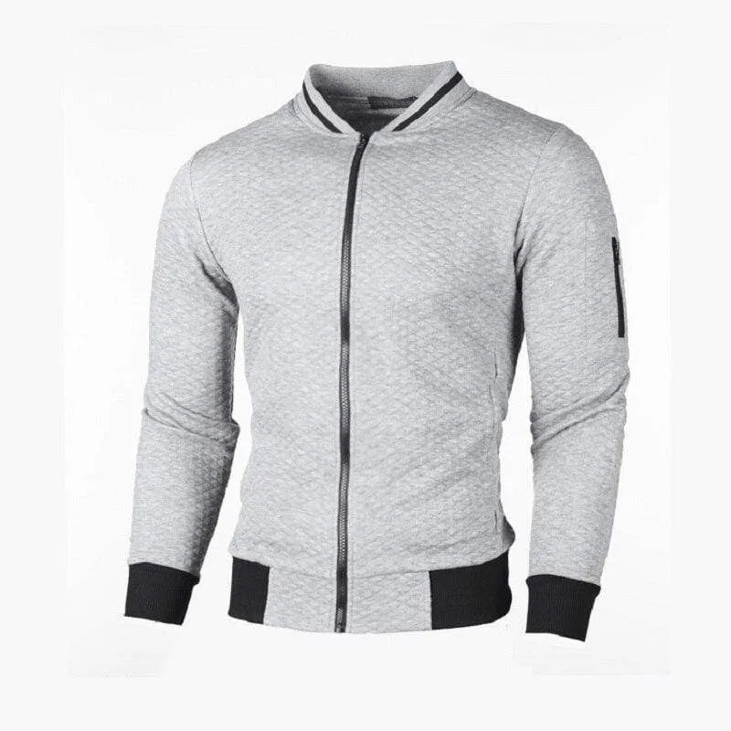Lässiges Herren-Sweatshirt mit Strickjacke, Stehkragen, Slim Fit, Sweatshirt für Herren mit langen Ärmeln und Reißverschluss
