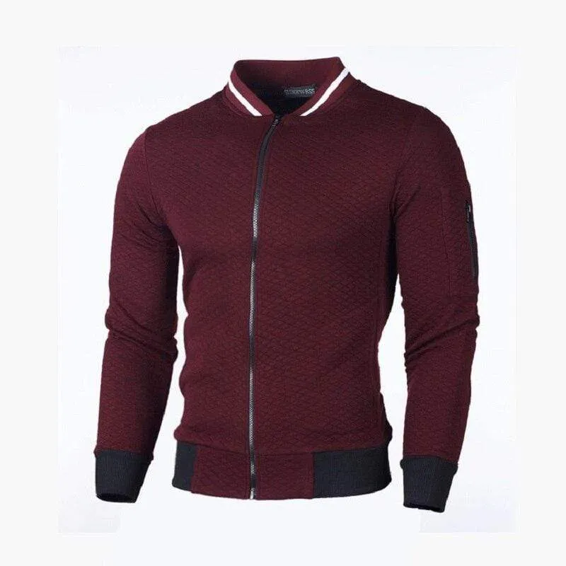 Lässiges Herren-Sweatshirt mit Strickjacke, Stehkragen, Slim Fit, Sweatshirt für Herren mit langen Ärmeln und Reißverschluss