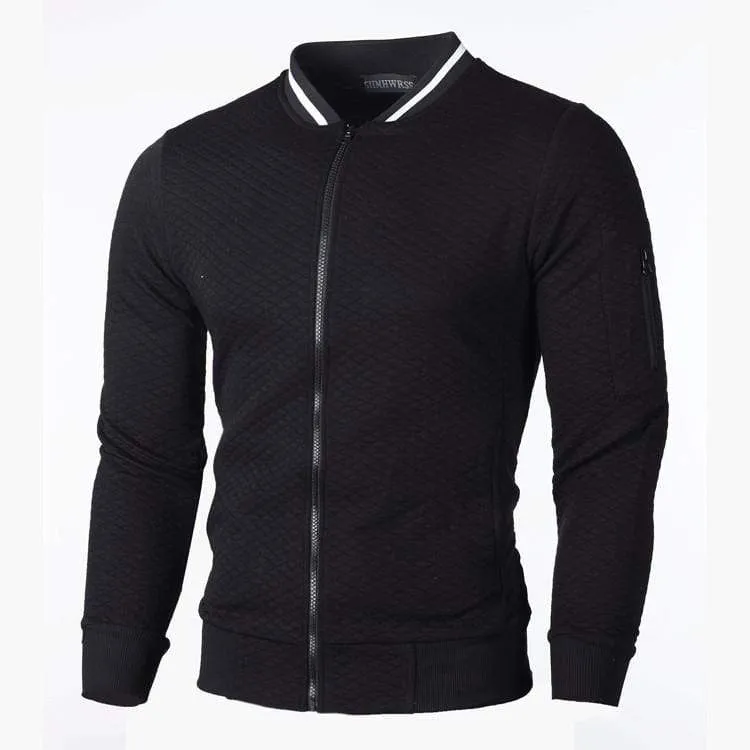 Lässiges Herren-Sweatshirt mit Strickjacke, Stehkragen, Slim Fit, Sweatshirt für Herren mit langen Ärmeln und Reißverschluss