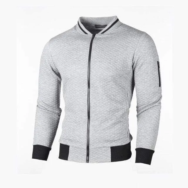 Lässiges Herren-Sweatshirt mit Strickjacke, Stehkragen, Slim Fit, Sweatshirt für Herren mit langen Ärmeln und Reißverschluss