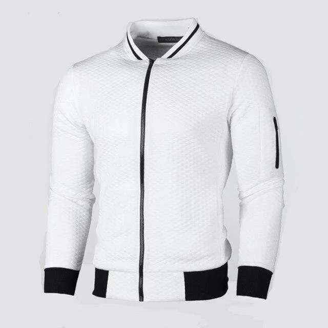 Lässiges Herren-Sweatshirt mit Strickjacke, Stehkragen, Slim Fit, Sweatshirt für Herren mit langen Ärmeln und Reißverschluss