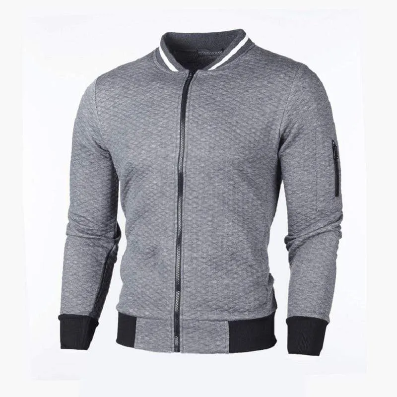 Lässiges Herren-Sweatshirt mit Strickjacke, Stehkragen, Slim Fit, Sweatshirt für Herren mit langen Ärmeln und Reißverschluss