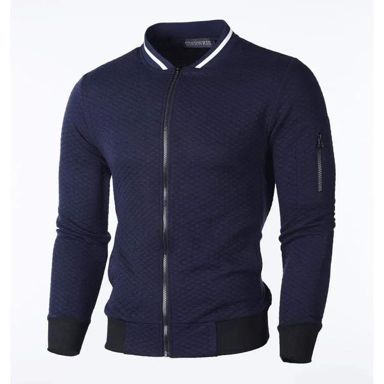 Lässiges Herren-Sweatshirt mit Strickjacke, Stehkragen, Slim Fit, Sweatshirt für Herren mit langen Ärmeln und Reißverschluss