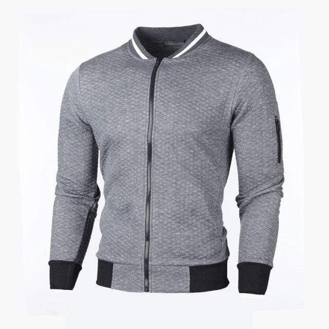 Lässiges Herren-Sweatshirt mit Strickjacke, Stehkragen, Slim Fit, Sweatshirt für Herren mit langen Ärmeln und Reißverschluss