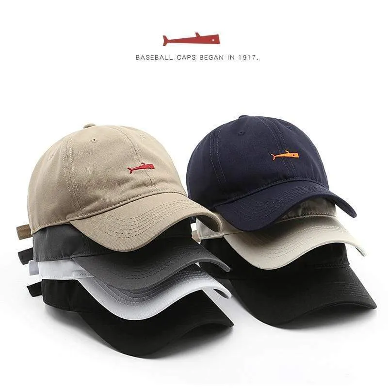 Modische Baseballkappe für Damen und Herren, Retro-Dad-Mützen, Sommer-Visierkappe für draußen, Unisex-Snapback-Mütze, Fisch-Stickerei-Mütze