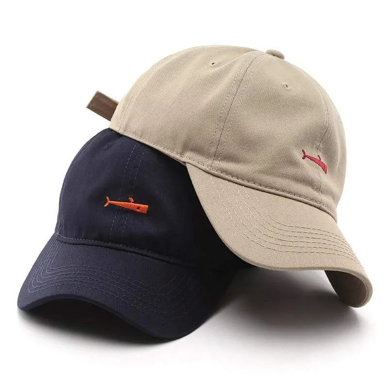 Modische Baseballkappe für Damen und Herren, Retro-Dad-Mützen, Sommer-Visierkappe für draußen, Unisex-Snapback-Mütze, Fisch-Stickerei-Mütze