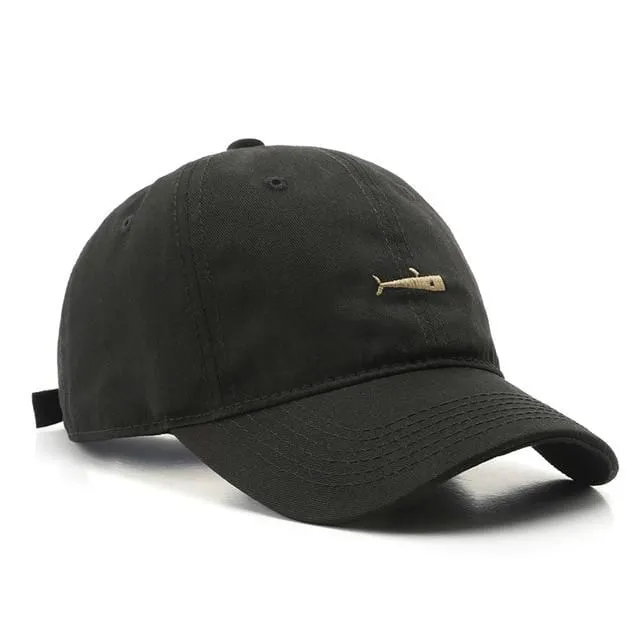 Modische Baseballkappe für Damen und Herren, Retro-Dad-Mützen, Sommer-Visierkappe für draußen, Unisex-Snapback-Mütze, Fisch-Stickerei-Mütze