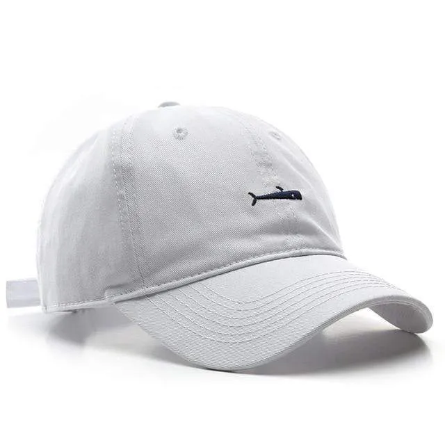 Modische Baseballkappe für Damen und Herren, Retro-Dad-Mützen, Sommer-Visierkappe für draußen, Unisex-Snapback-Mütze, Fisch-Stickerei-Mütze