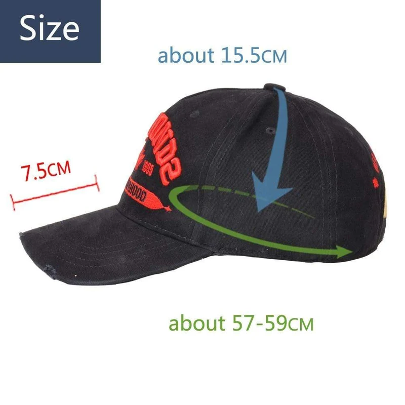 Baseball Cap Herren Damen Mütze Schwarz Stickerei DSQ2 Buchstaben Casual Cap Hip Hop Cap Snapback Caps Bone Dad Hat