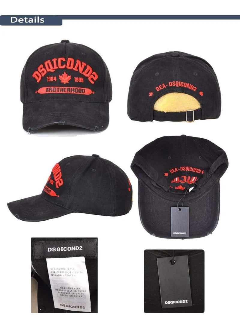 Baseball Cap Herren Damen Mütze Schwarz Stickerei DSQ2 Buchstaben Casual Cap Hip Hop Cap Snapback Caps Bone Dad Hat