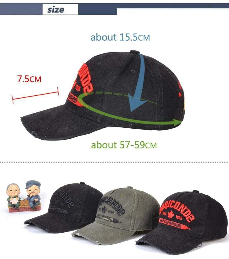 Baseball Cap Herren Damen Mütze Schwarz Stickerei DSQ2 Buchstaben Casual Cap Hip Hop Cap Snapback Caps Bone Dad Hat