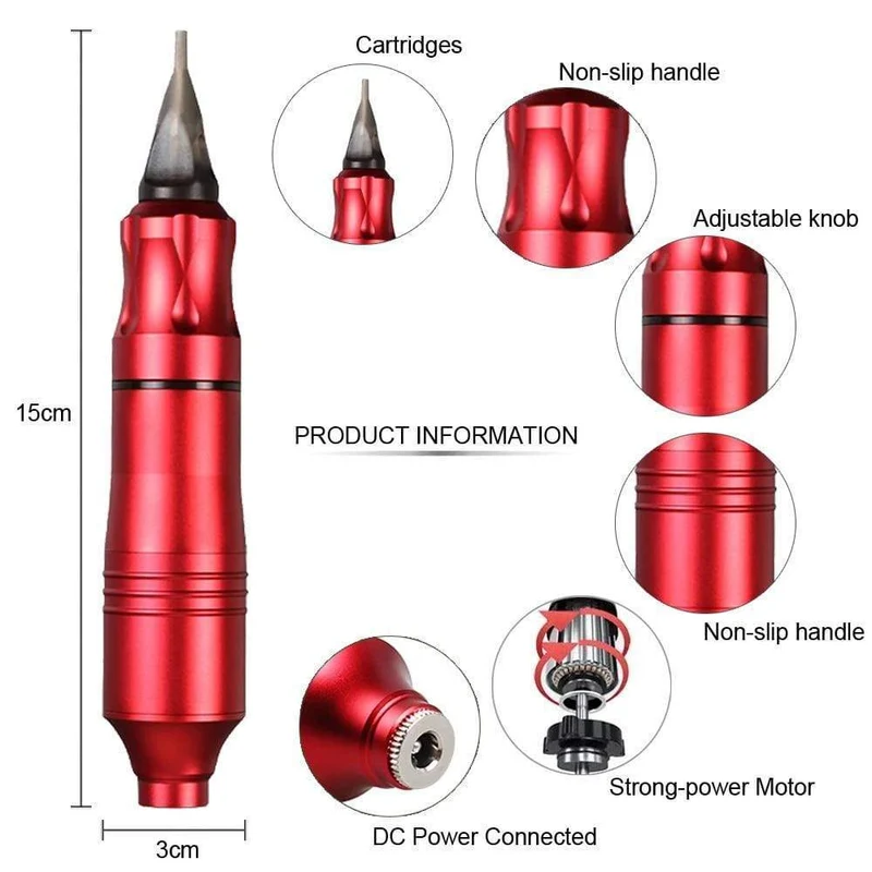Professionelles Tattoo-Maschinen-Set, Tattoo-Netzteil, Rotationsstift mit Patronen, Nadel-Tattoo-Stift für Tattoo-Anfänger und Künstler