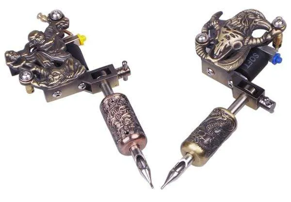 Professionelles komplettes Tattoo-Set, Maschinen-Netzteil, 2 Pistolen, 28 Farbtinten, Einweg-Nadelspitzen-Set für Anfänger