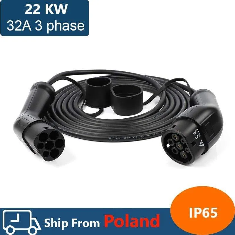 32A dreiphasiges 22kw EV-Kabel Typ 2 zu Typ 2 EV-Ladekabel für Elektrofahrzeuge IEC 62196 32A EVSE-Kit