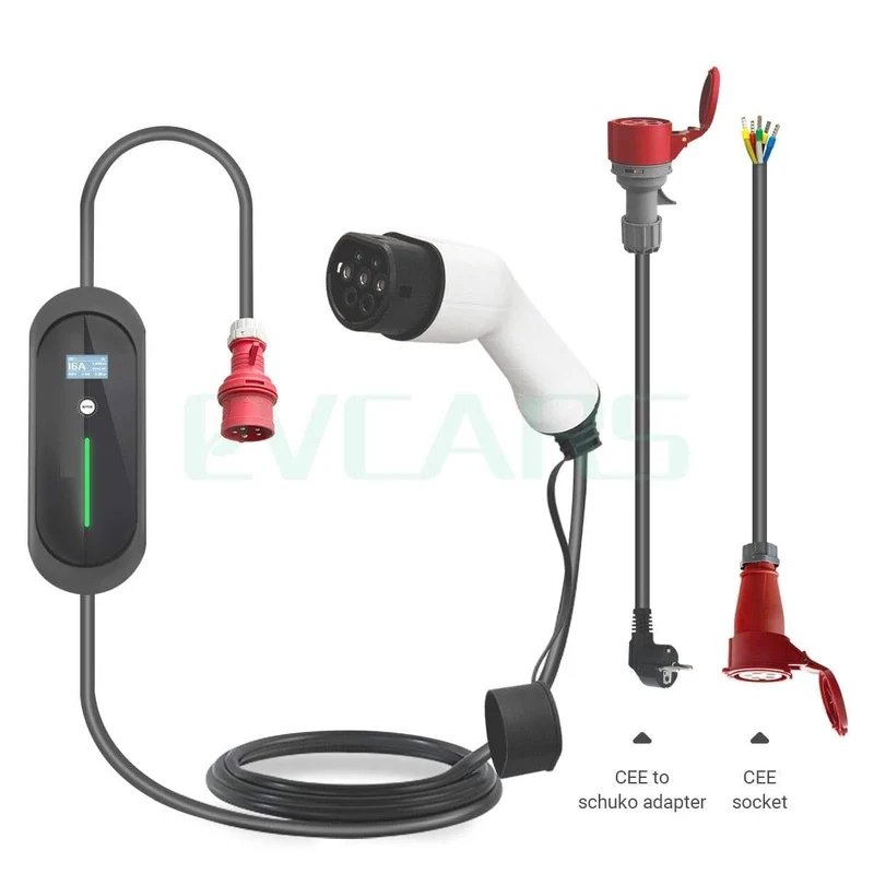 11 kW EV-Ladegerät, Ladestation für Elektrofahrzeuge, EVSE-Wallbox mit Typ-2-Kabel, 16 A, 3 Phasen, IEC 62196-2