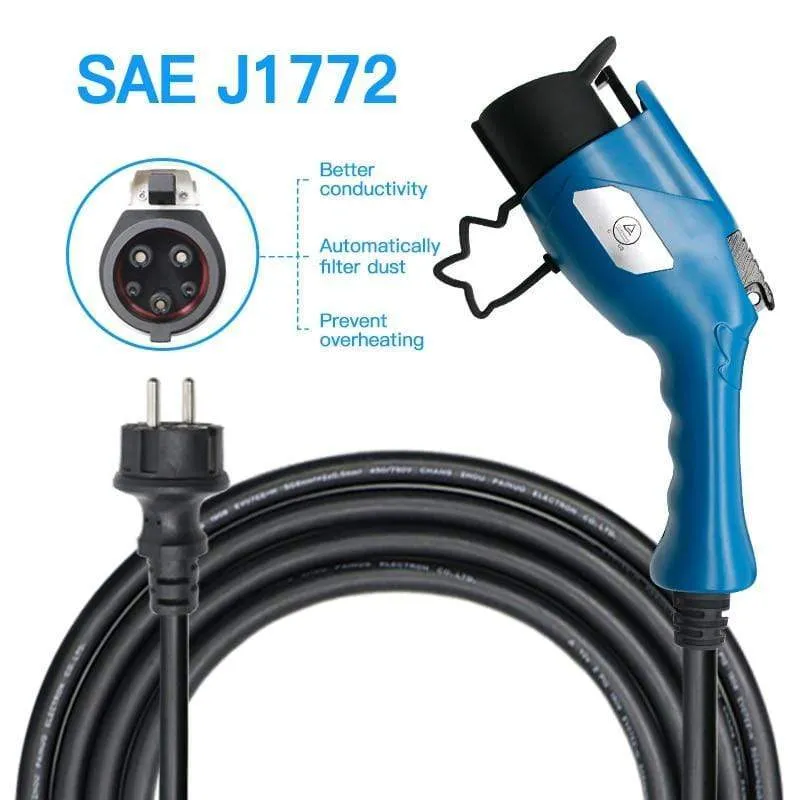 SAE J1772 EV-Ladegerät Typ 1 IEC 62196-2 Typ 2 Level 2 EVSE Typ 2-Anschluss 8 A bis 16 A Elektroauto-Ladegerät Schuko-Stecker Leaf Nissa