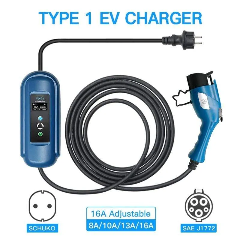 SAE J1772 EV-Ladegerät Typ 1 IEC 62196-2 Typ 2 Level 2 EVSE Typ 2-Anschluss 8 A bis 16 A Elektroauto-Ladegerät Schuko-Stecker Leaf Nissa