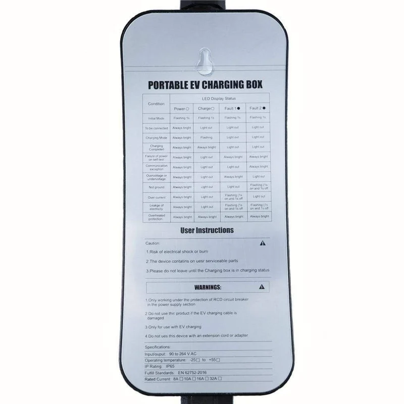 GKFLY IEC62196-2 EV-Ladegerät Typ 2 Level 2 8A 10A 13A 16A Einstellbare Stromregelung für Ladestationen für Elektroautos