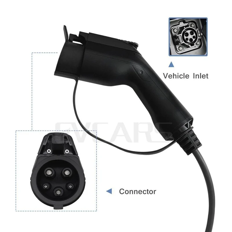 Tragbares EV-Ladegerät für Autos, Elektrofahrzeuge, Typ 1-Stecker, 16 A, 5 m, J1772 Level 2 EVSE Controlle-Ladestationen für Leaf