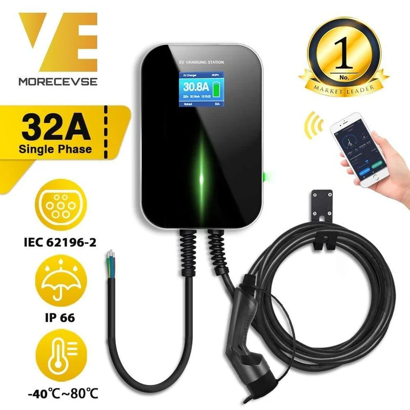32A 1Phase APP Wifi EVSE Wallbox EV Ladegerät Ladestation für Elektrofahrzeuge mit Typ 2 Kabel IEC 62196-2 für MINI Cooper