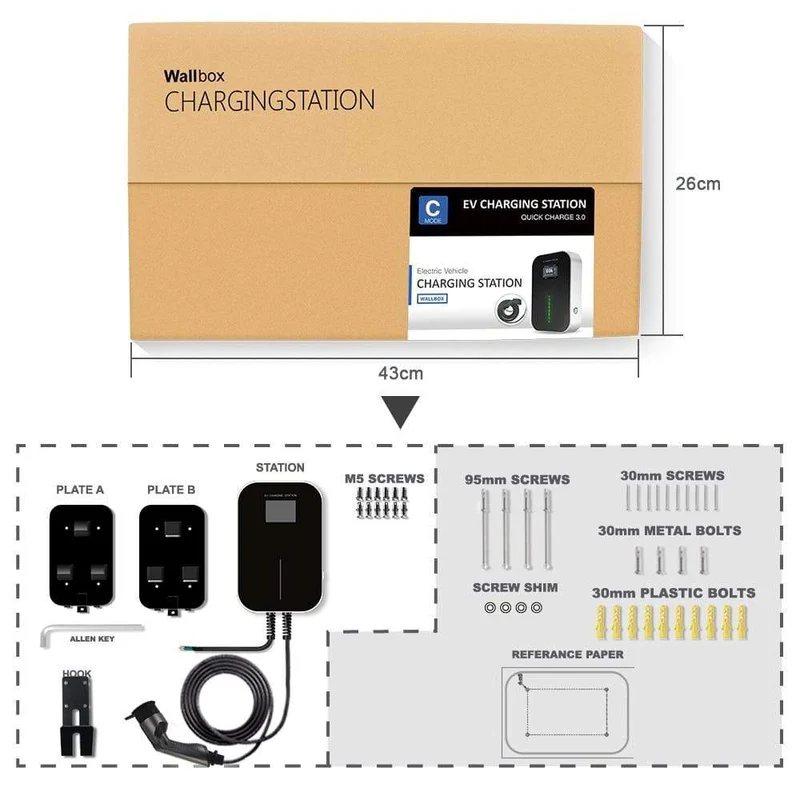 32A 1Phase APP Wifi EVSE Wallbox EV Ladegerät Ladestation für Elektrofahrzeuge mit Typ 2 Kabel IEC 62196-2 für MINI Cooper