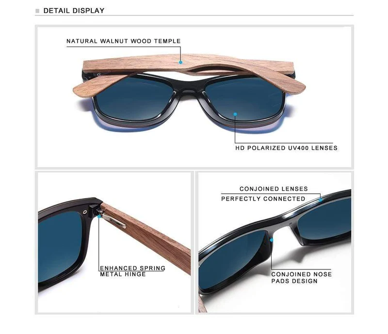 Handgemachte polarisierte Sonnenbrille aus Walnussholz UV400 Mode für Männer und Frauen Markendesign Bunte Sonnenbrille Spiegelschirme