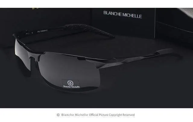 Ultraleichte Sport-Sonnenbrille aus Aluminium-Magnesium, polarisiert, UV400, für Herren, rechteckig, goldfarben, fürs Autofahren im Freien