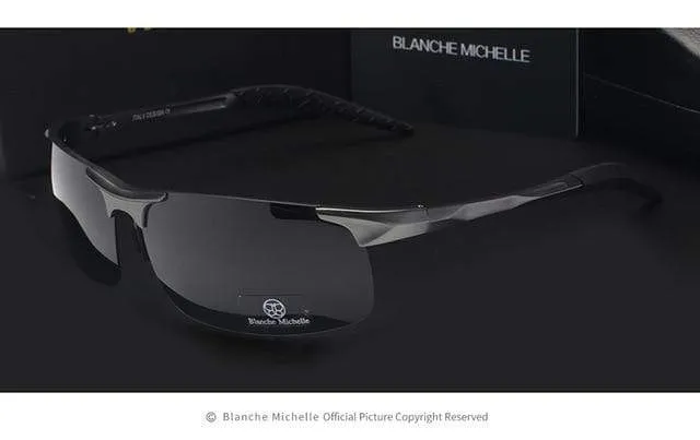Ultraleichte Sport-Sonnenbrille aus Aluminium-Magnesium, polarisiert, UV400, für Herren, rechteckig, goldfarben, fürs Autofahren im Freien