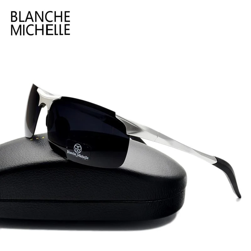 Ultraleichte Sport-Sonnenbrille aus Aluminium-Magnesium, polarisiert, UV400, für Herren, rechteckig, goldfarben, fürs Autofahren im Freien