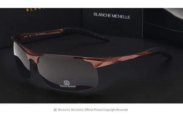 Ultraleichte Sport-Sonnenbrille aus Aluminium-Magnesium, polarisiert, UV400, für Herren, rechteckig, goldfarben, fürs Autofahren im Freien