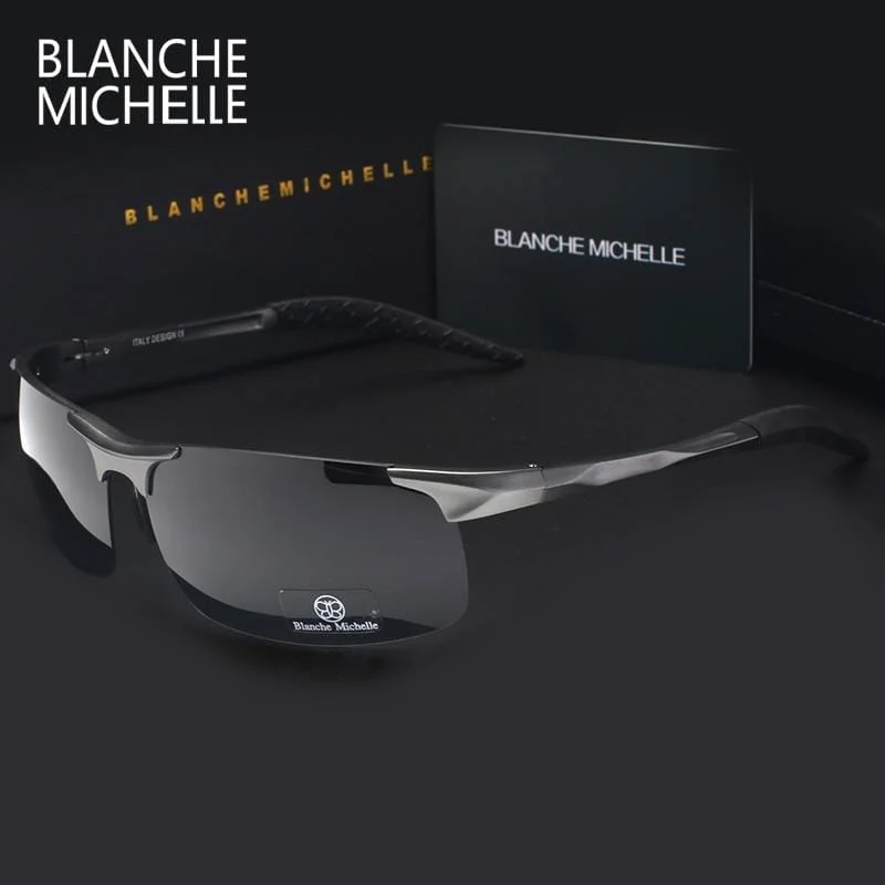 Ultraleichte Sport-Sonnenbrille aus Aluminium-Magnesium, polarisiert, UV400, für Herren, rechteckig, goldfarben, fürs Autofahren im Freien