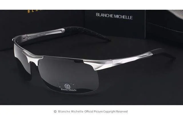Ultraleichte Sport-Sonnenbrille aus Aluminium-Magnesium, polarisiert, UV400, für Herren, rechteckig, goldfarben, fürs Autofahren im Freien