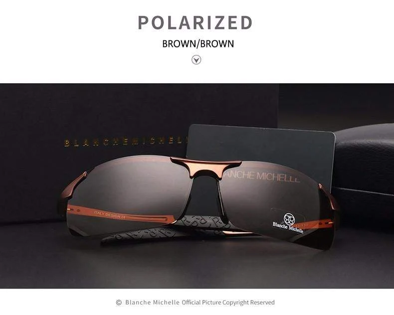 Ultraleichte Sport-Sonnenbrille aus Aluminium-Magnesium, polarisiert, UV400, für Herren, rechteckig, goldfarben, fürs Autofahren im Freien