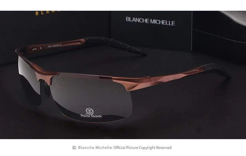 Ultraleichte Sport-Sonnenbrille aus Aluminium-Magnesium, polarisiert, UV400, für Herren, rechteckig, goldfarben, fürs Autofahren im Freien