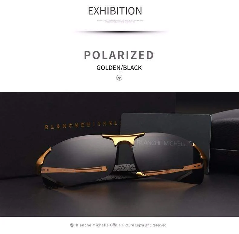 Ultraleichte Sport-Sonnenbrille aus Aluminium-Magnesium, polarisiert, UV400, für Herren, rechteckig, goldfarben, fürs Autofahren im Freien