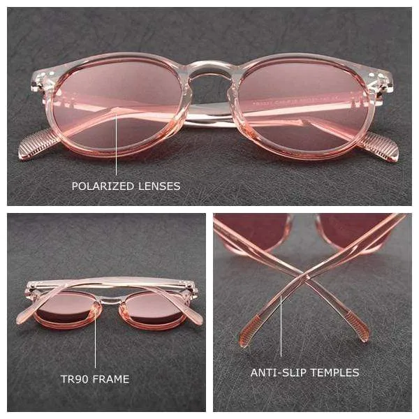 Unisex Ultraleichte TR90 Polarisierte Sonnenbrille Männer Frauen Fahren Runde Rosa Farbtöne Vintage Sonnenbrille Gafas De Sol
