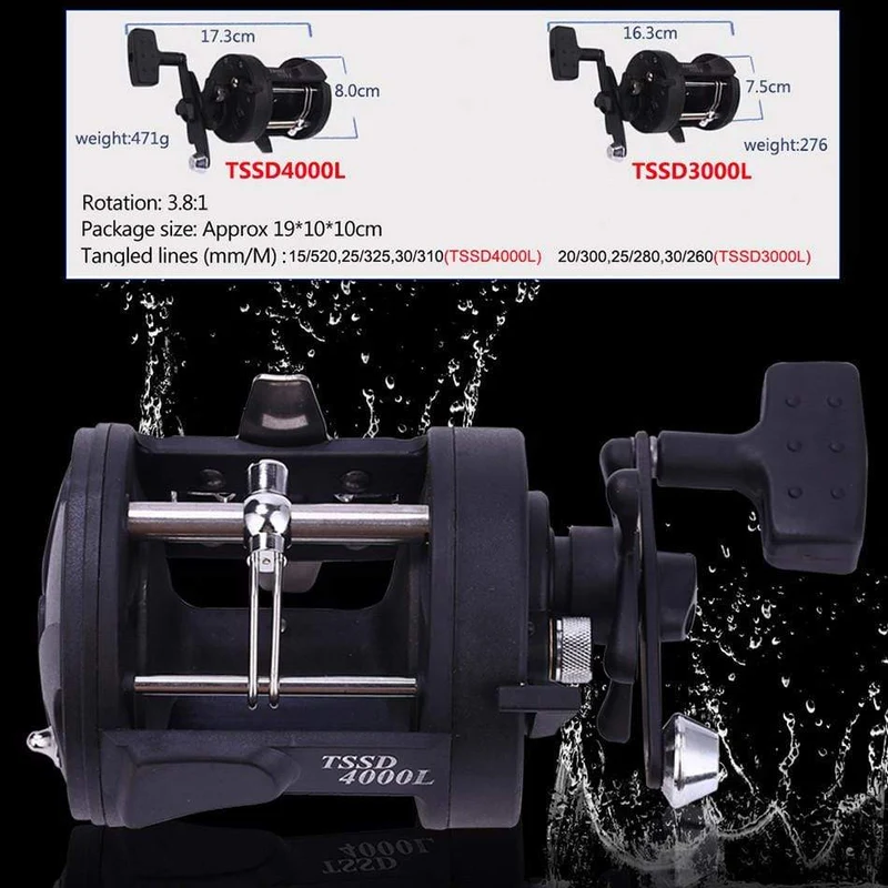 Trolling Drum Angelrollen DTR-30 Links/Rechts Hand 3+1BB Trolling Drum Angelrolle Max Drag 28kg Pesca