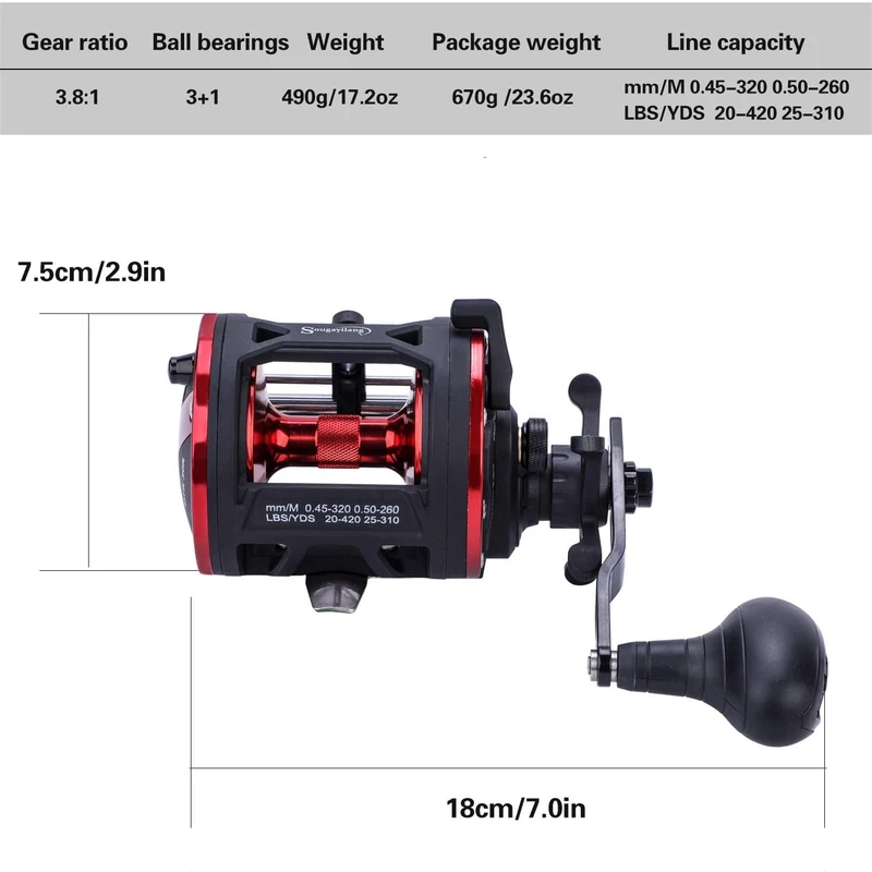 Trolling Drum Angelrollen DTR-30 Links/Rechts Hand 3+1BB Trolling Drum Angelrolle Max Drag 28kg Pesca