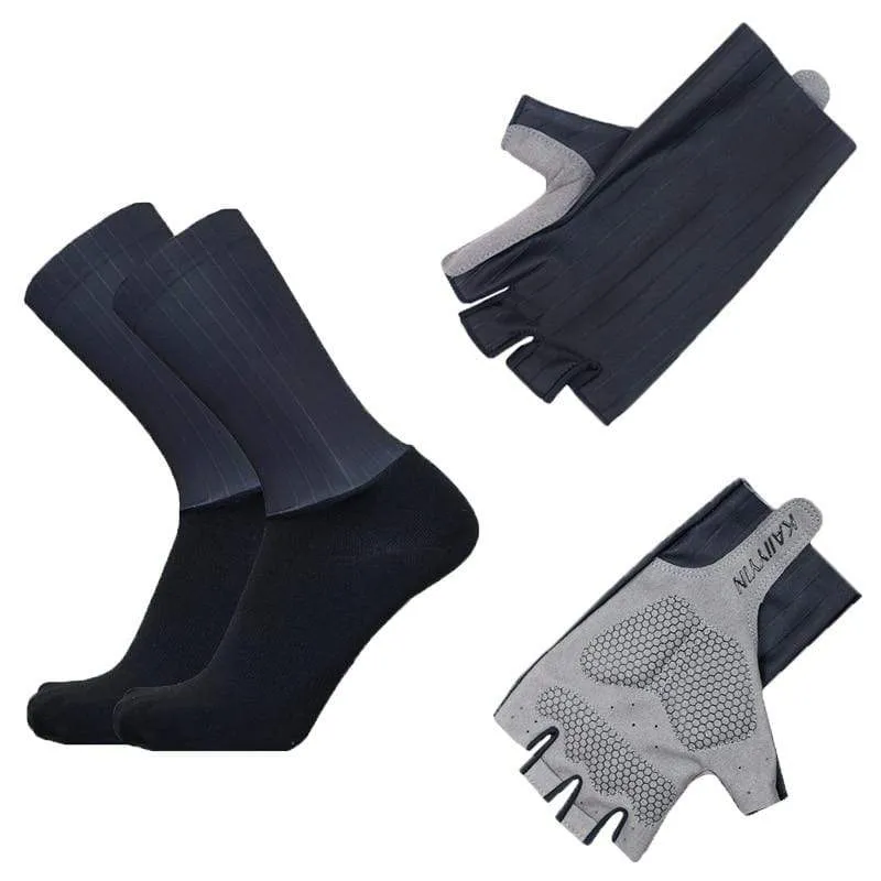 Aero Bike Team Fahrradhandschuhe und Socken kombiniert Herren Damen Fahrradhandschuhe Socken Rutschfeste Calcetines Ciclismo Guantes Ciclismo