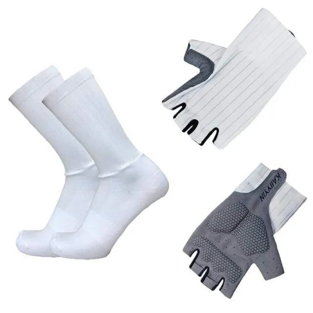Aero Bike Team Fahrradhandschuhe und Socken kombiniert Herren Damen Fahrradhandschuhe Socken Rutschfeste Calcetines Ciclismo Guantes Ciclismo