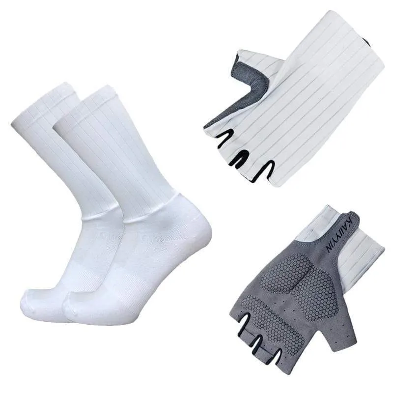 Aero Bike Team Fahrradhandschuhe und Socken kombiniert Herren Damen Fahrradhandschuhe Socken Rutschfeste Calcetines Ciclismo Guantes Ciclismo