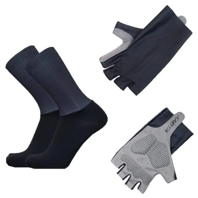 Aero Bike Team Fahrradhandschuhe und Socken kombiniert Herren Damen Fahrradhandschuhe Socken Rutschfeste Calcetines Ciclismo Guantes Ciclismo