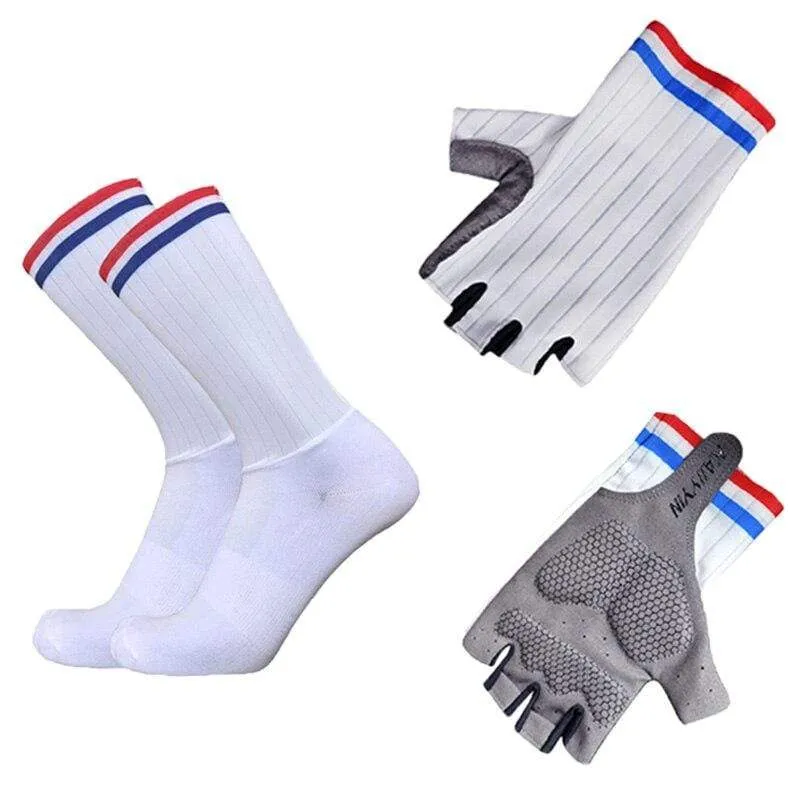 Aero Bike Team Fahrradhandschuhe und Socken kombiniert Herren Damen Fahrradhandschuhe Socken Rutschfeste Calcetines Ciclismo Guantes Ciclismo