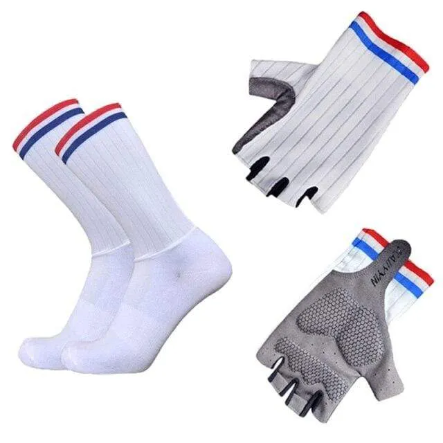 Aero Bike Team Fahrradhandschuhe und Socken kombiniert Herren Damen Fahrradhandschuhe Socken Rutschfeste Calcetines Ciclismo Guantes Ciclismo