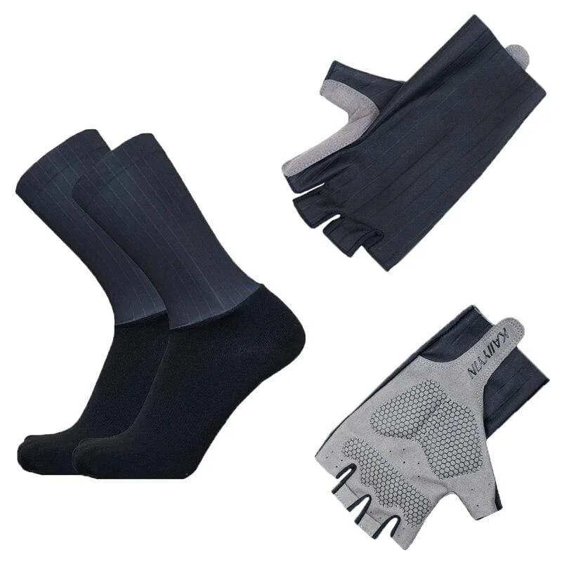 Aero Bike Team Fahrradhandschuhe und Socken kombiniert Herren Damen Fahrradhandschuhe Socken Rutschfeste Calcetines Ciclismo Guantes Ciclismo